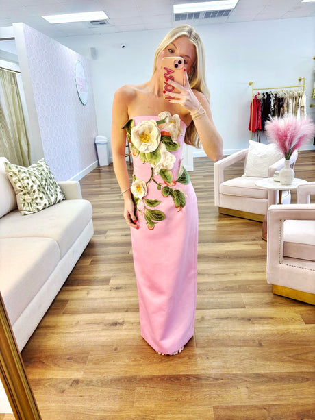 Leo Lin Rayna Applique Dress try-on photo
