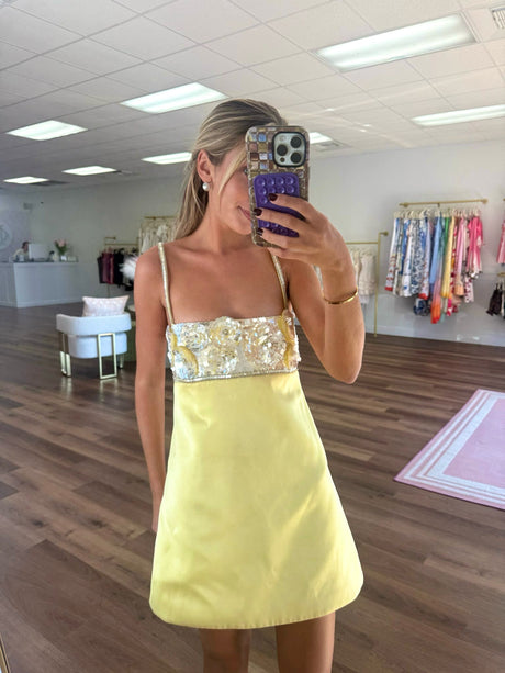 Retrofete Yellow Lark Dress try-on photo