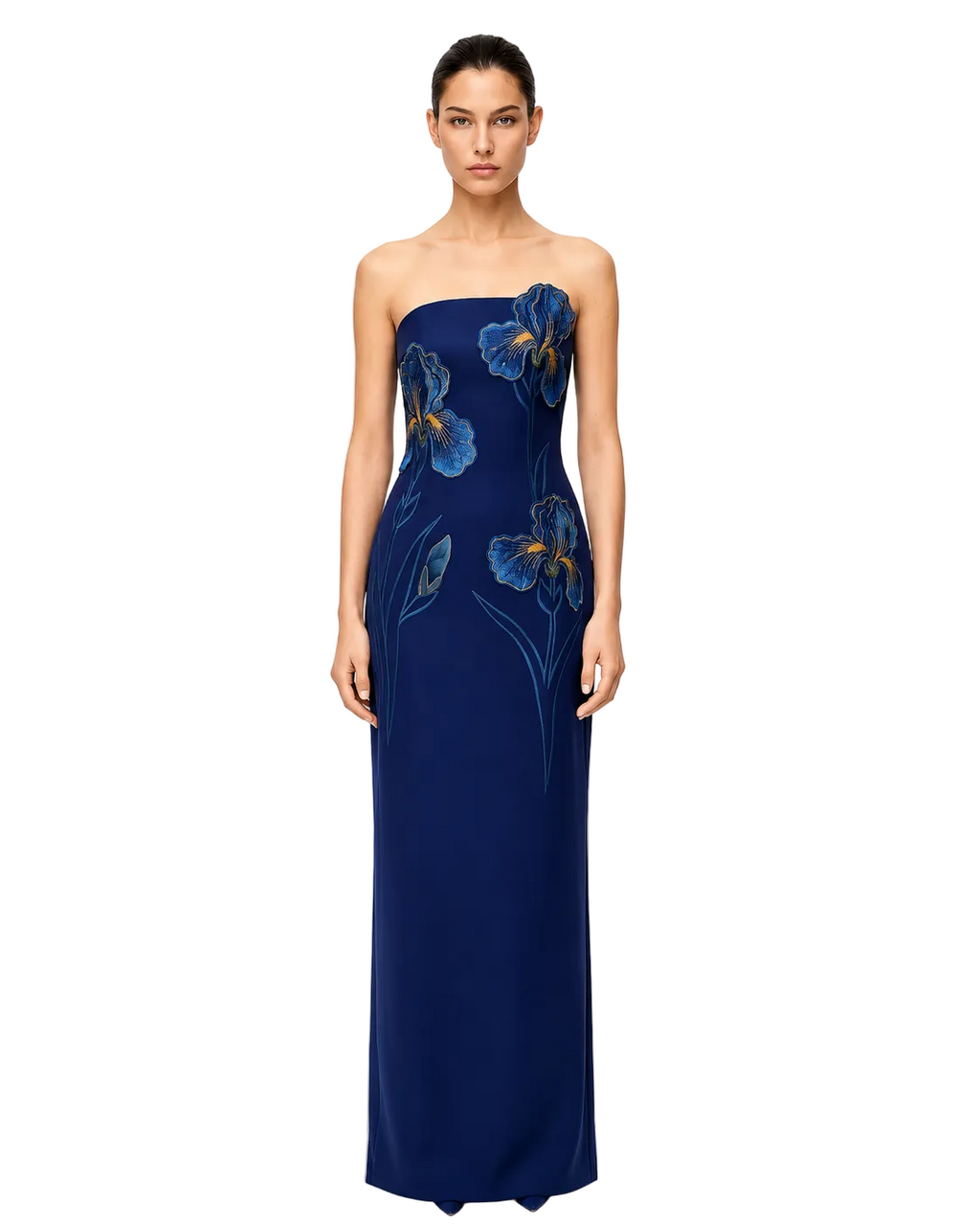 Iris Embroidered Strapless Maxi