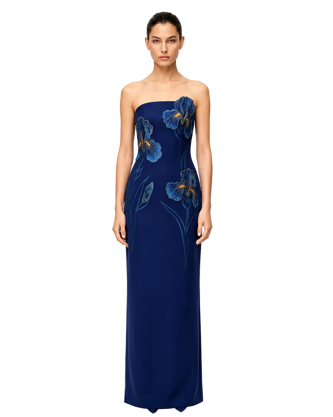Iris Embroidered Strapless Maxi