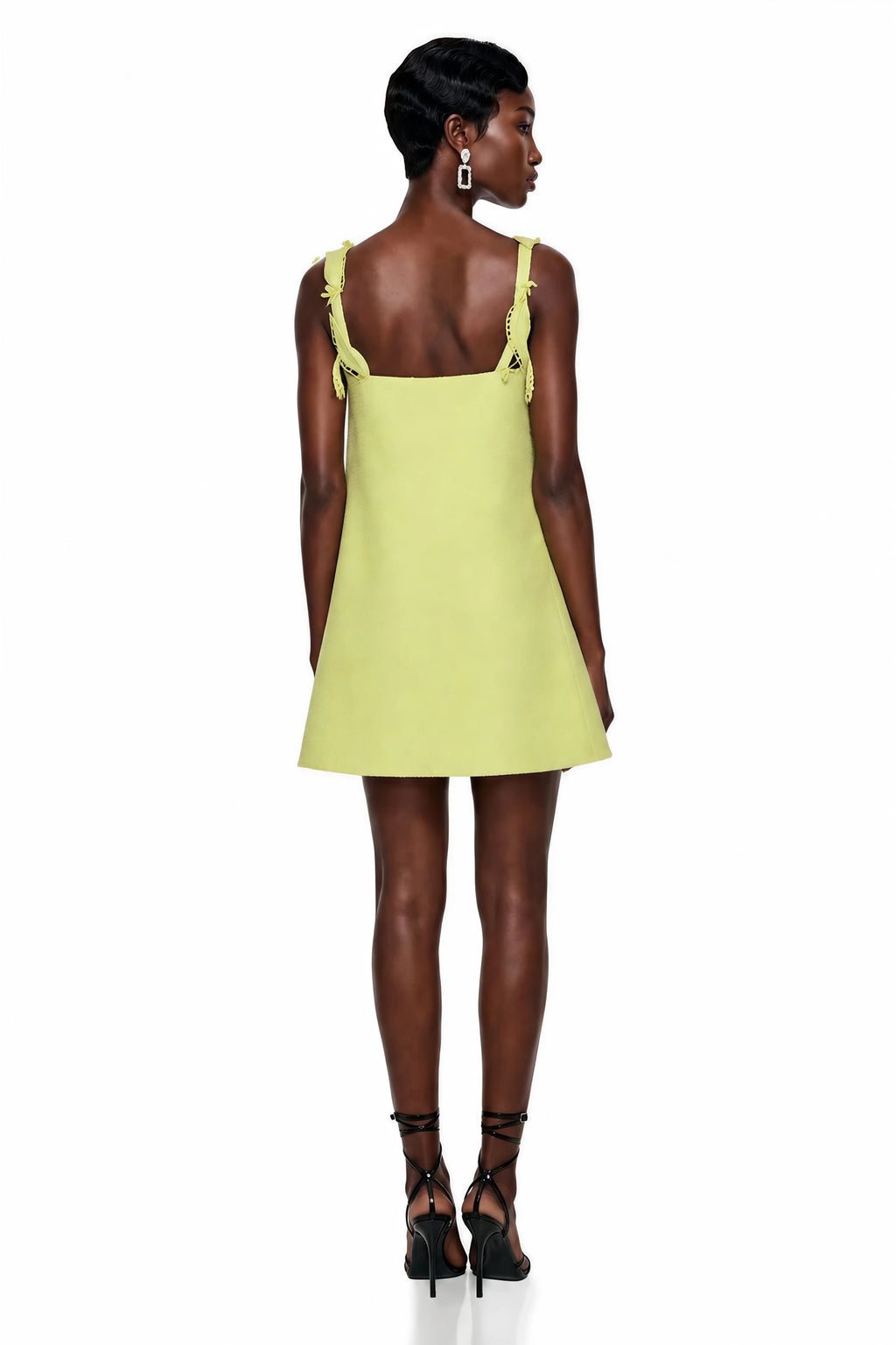 Eunice Chartreuse Floral Applique Dress