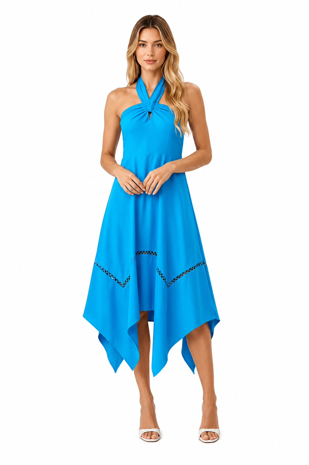 Blue Halter Midi Dress