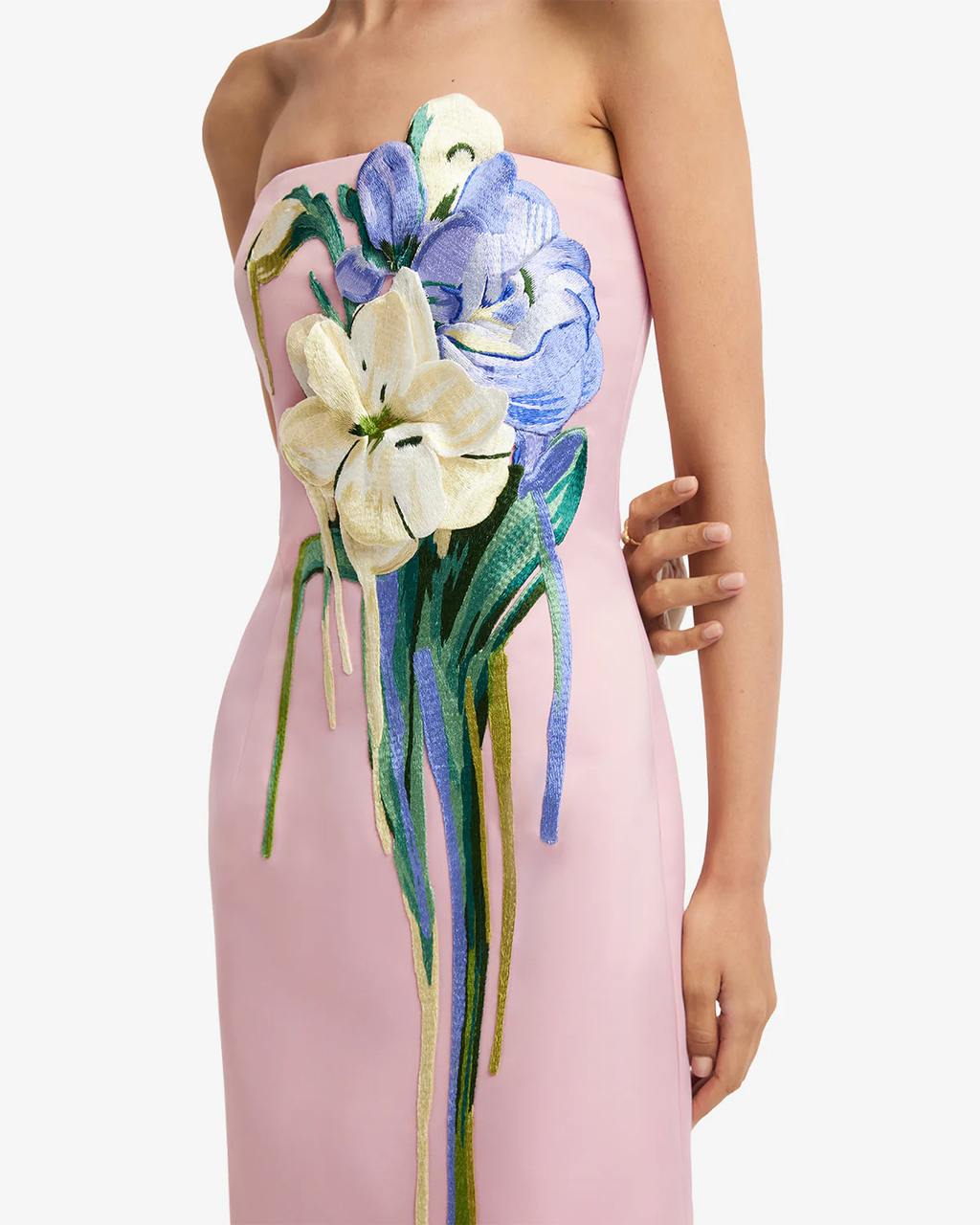 Leo Lin Embroidered Bustier Maxi