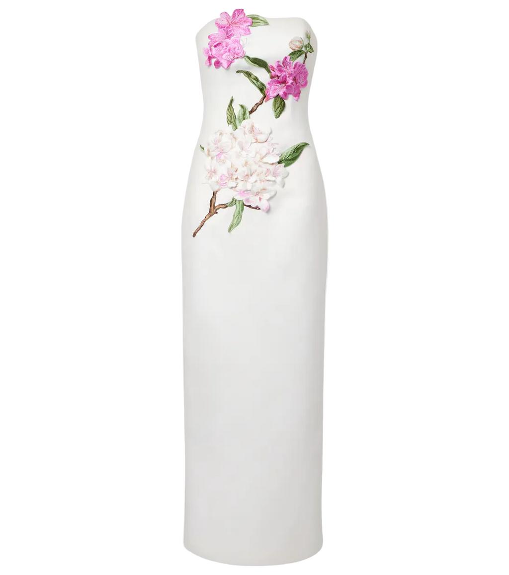 Leo Lin Rayna Floral Applique Maxi- White