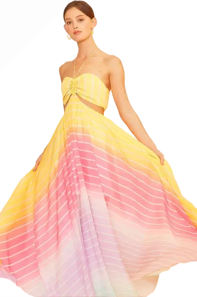 Striped Gradient Maxi Dress