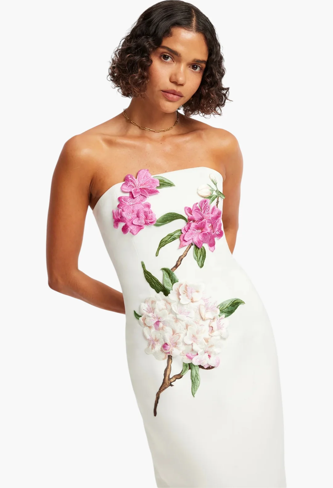 Leo Lin Rayna Floral Applique Maxi- White
