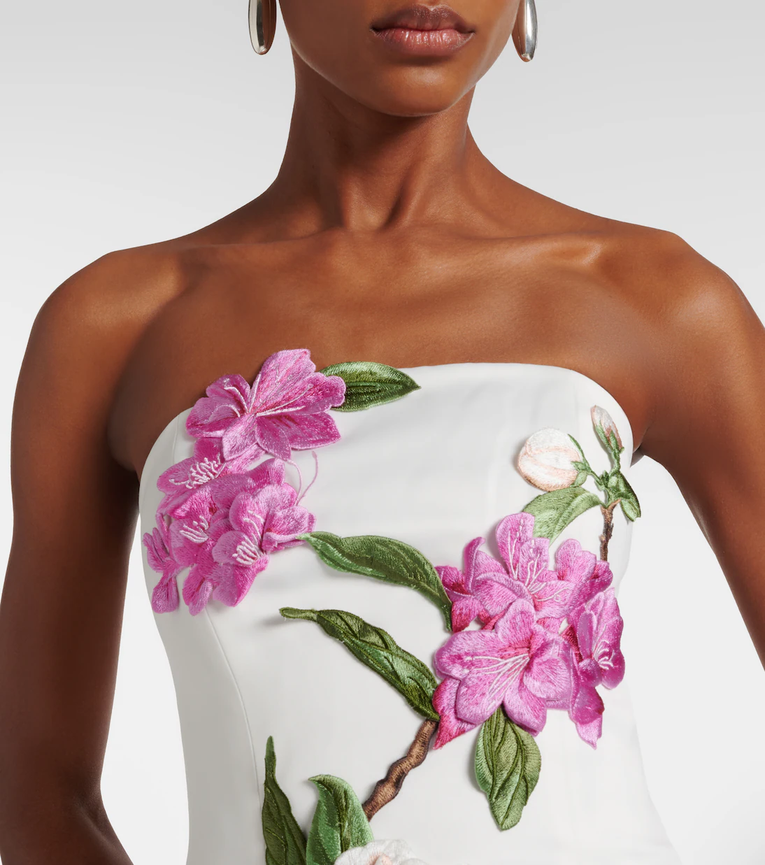 Leo Lin Rayna Floral Applique Maxi- White