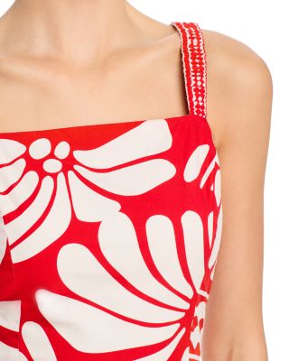 Aqua Red Patterned Skirt Set