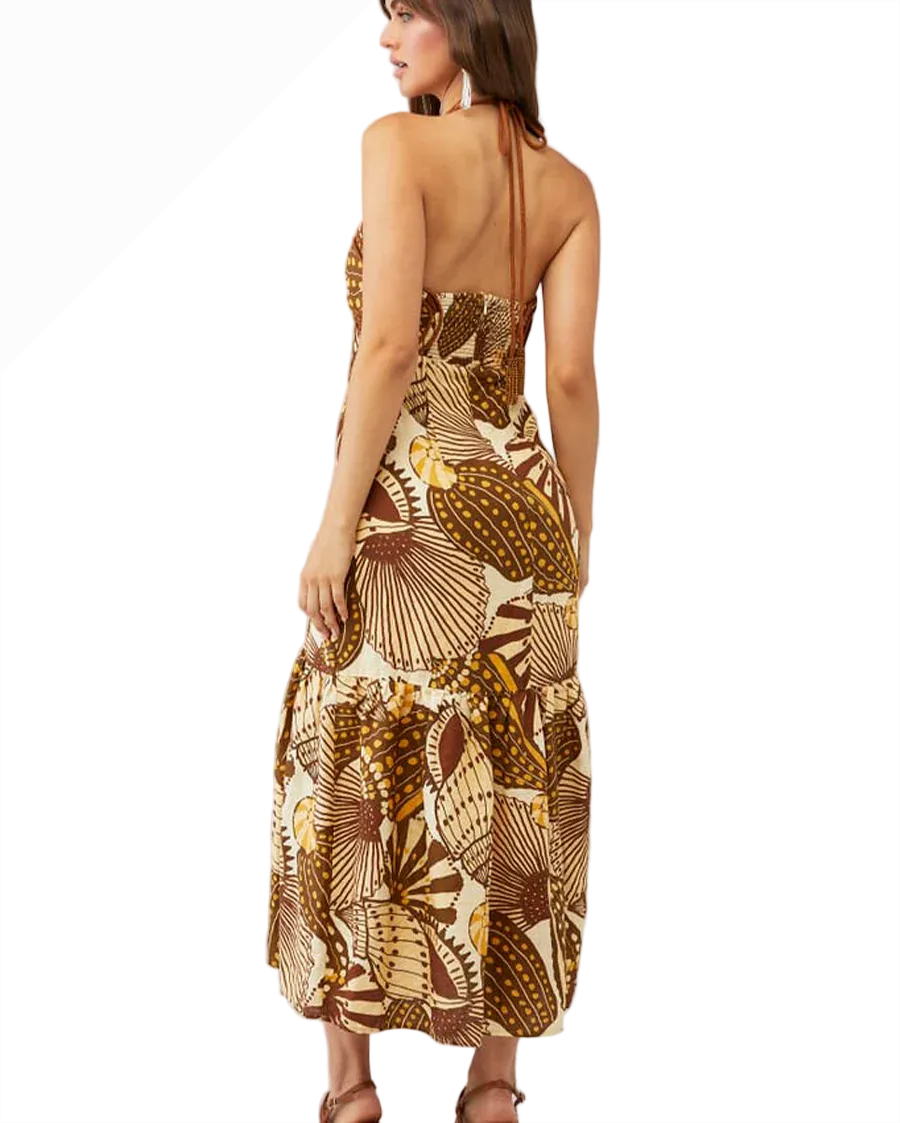Farm Rio Shell Linen Midi