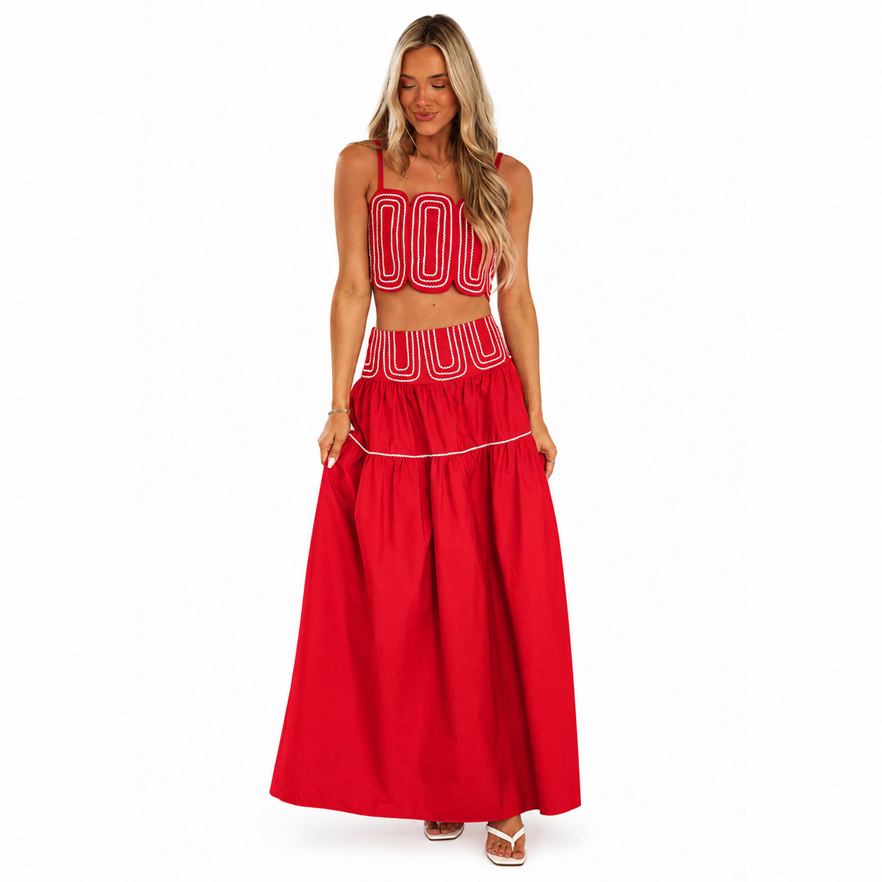 Marina Muse Red Skirt Set