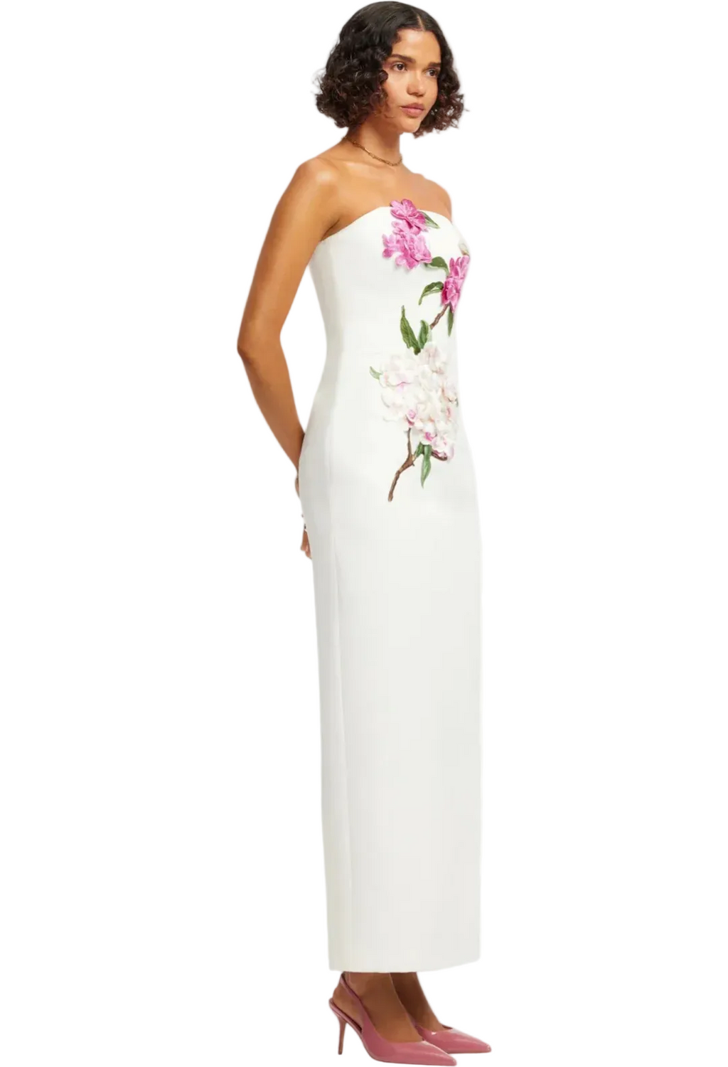 Leo Lin Rayna Floral Applique Maxi- White