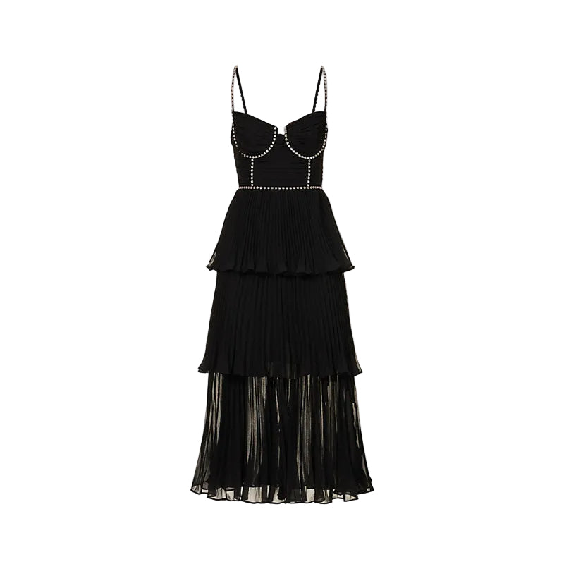 Self Portrait Black Embellished Midi Formal